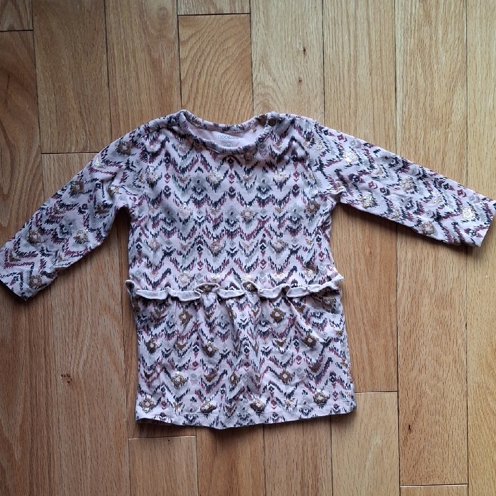 Noppies Pink Patterned Long Sleeve Baby Dress Size 4-6m